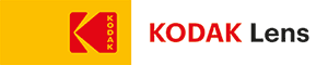 A red and white logo for kodak.